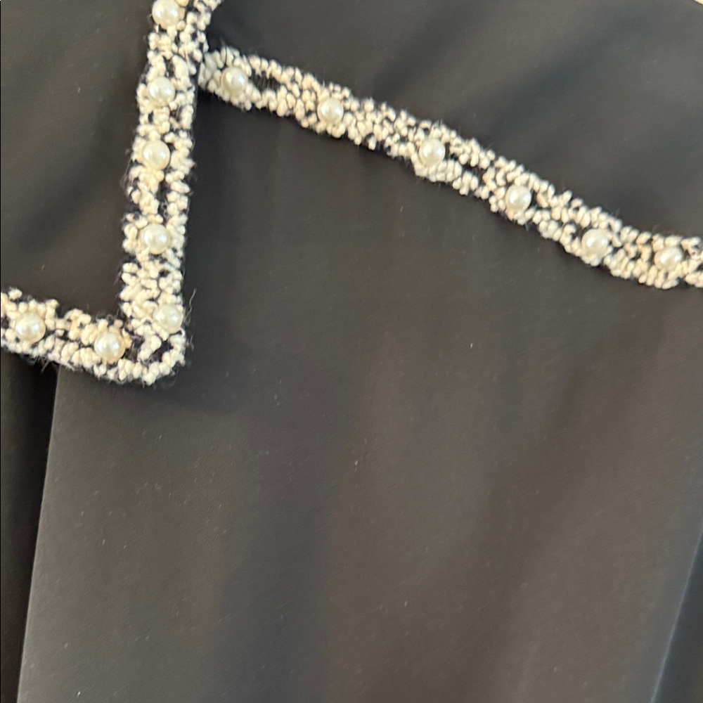 Zara Basic Black Button-Up Blouse with Embellished Collar - Picture 4 of 10